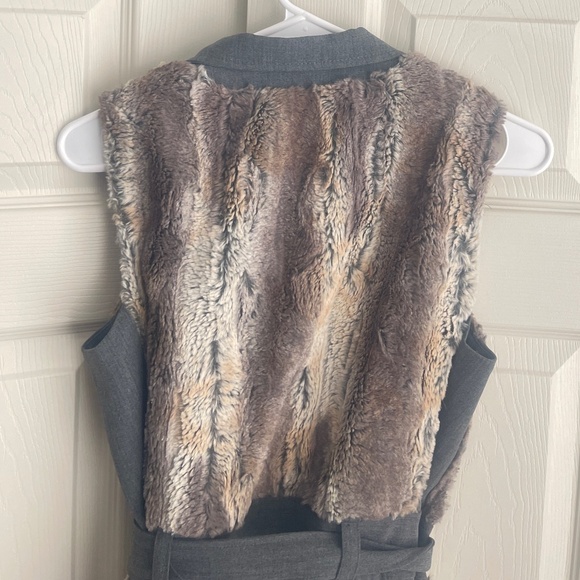 Etcetera women's brown and gray based belted faux fur vest. #445 - Picture 5 of 15